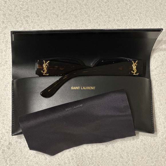 Saint Laurent Sunglasses Shiny Dark / BROWN Lenses main image 4